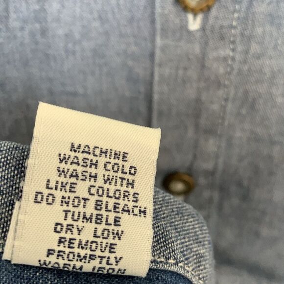 VTG Lee Authentic Men’s Denim Shirt Two-Tone Cotton Pockets Logo Size L - Picture 10 of 10